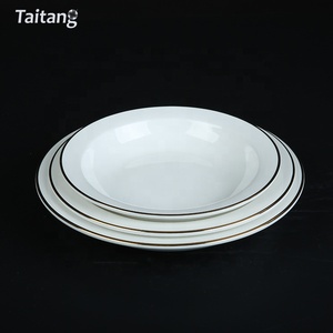 Taitang Hôtel Restaurant <span class=keywords><strong>Assiette</strong></span> <span class=keywords><strong>Creuse</strong></span> Or Blanc Jante Dîner En Céramique <span class=keywords><strong>Assiette</strong></span> <span class=keywords><strong>Creuse</strong></span> Pour La Salade de Pâtes - Product Image 1