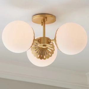 现代金黄铜卧室6-浅白色玻璃球吊灯 - Product Image 4