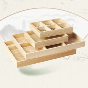 Plateau à bijoux en bois de pin avec compartiments, boîte de rangement de bureau pour bracelets, boucles d'oreilles, colliers, ornements - Product Image 1