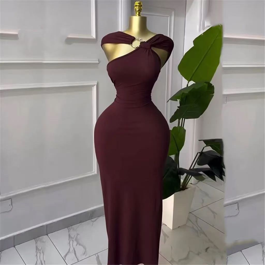 chinese dress ladies Unique A line satin long prom dress, blue evening dress  dresstby