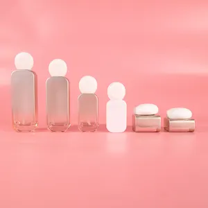 Frasco de vidro para cosméticos com logotipo personalizado de fábrica, frasco de 30 50 100 ml, recipientes e embalagens vazias para cuidados com a pele, conjunto de frascos para cosméticos