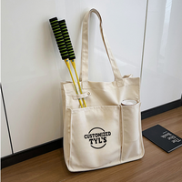 Tas Badminton Kanvas Katun Ramah Lingkungan, Tas Olahraga Kasual Fitness Kapasitas Besar, Tas Selempang Kanvas Serbaguna, Tas Olahraga Portabel