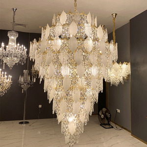 Aolier sang trọng Đèn chùm pha lê trang trí thả ánh sáng cho khách sạn Hội trường biệt thự không thường xuyên tinh thể đầy màu sắc cho đèn chùm - Product Image 1