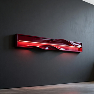 Modern Red <b>Wall</b> Lamp LED <b>Light</b> Contemporary Design Rectangular Plastic Shade <b>Wall</b>-Mounted Living Room Lighting - Product Image 2