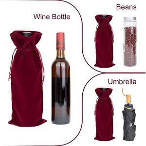 2025 personnalisé 12 pièces sac cadeau de vin en velours avec cordon de serrage Logo ajouter des pochettes d'emballage de bouteille de Champagne 750ml régulières pour stylo bougie - Product Image 5