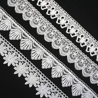 Vente en gros de dentelle de mariage brodée chimiquement en polyester soluble dans l'eau, de divers styles, blanche, pour robes de mariée et accessoires vestimentaires