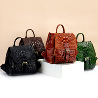 Sac à dos en cuir de vache véritable de haute qualité personnalisable, gaufrage crocodile, sac pour femme en cuir véritable, sac à dos mini polyvalent pour femme