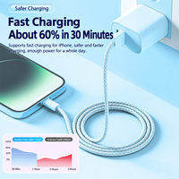 Câble de charge rapide USB Type-C vers Type-C PD 60W en nylon tressé durable de 1 m pour iPhone, tablette, ordinateur portable, appareil photo - Vente en gros