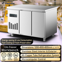 Plan de travail de congélation en acier inoxydable de 1,2 m, 400 L, -6°C -20°C, réfrigérateur à double porte à refroidissement direct avec cuve intérieure sanitaire, automatique