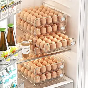 Egg Container Holder for Refrigerator, Stackable Egg Fresh Storage Container for Refrigerator, Clear Egg Organizer Tray