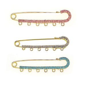 Broche de sécurité en cristal et strass rose et bleu, 5 cm avec 5 boucles, 8 cm avec 6 boucles, <span class=keywords><strong>petite</strong></span> broche pour sac, accessoires de sac - Product Image 3