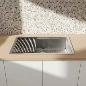 Lavello da Cucina Sottopiano in Acciaio Inox a Vasca Singola 28x19x10 Pollici, Superficie Lucida Multifunzionale - Product Image 2