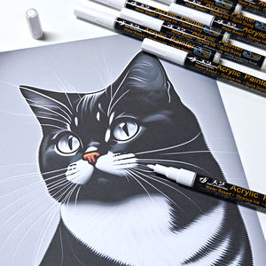 Pennarelli pennarelli bianchi <span class=keywords><strong>pennarello</strong></span> indelebile <span class=keywords><strong>bianco</strong></span> <span class=keywords><strong>acrilico</strong></span> da 0.7mm, pennarelli bianchi per pittura su roccia pietra ceramica vetro legno - Product Image 4