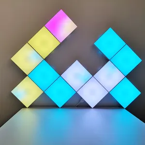 New Product Idea RF Remote Controlled Rainbow Color Square Shape Cube Wall Decorative Tile Gaming Room Lamp