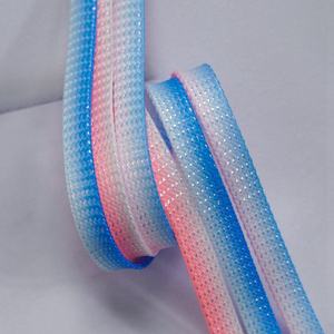 Silver wire gradient 8MM wide flat polyester <b>shoelaces</b> customized hot selling for casual sports shoes wholesale - Product Image 2