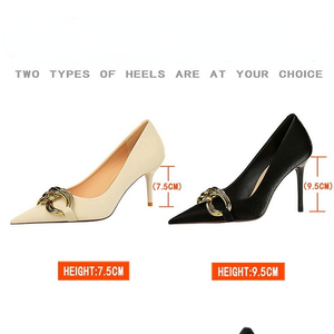 Trendy Color Big Chain Ladies Pointed Toe <b>Pumps</b> Fashion Heels for Women - Product Image 6