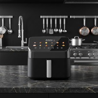 Friteuse à air moderne 3.1-4.0L à commande numérique, panier unique antiadhésif en PTFE, électrique, de comptoir, pour la maison, contrôlée par application, pour la cuisine