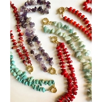Collar de Cuentas de Piedra Natural Roja Vintage de Alta Calidad para Mujer, Hecho a Mano, Joyería de Otoño Invierno, Regalos de Navidad