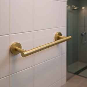 Porte-serviettes mural en acier inoxydable 40 cm, finition nickel brossé, accessoire de salle de bain, barre simple, design contemporain - Product Image 2