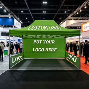 Tentes promotionnelles avec logo personnalisé imprimé, tente verte à auvent 10x10, tente en acier, tissu personnalisé - Product Image 1