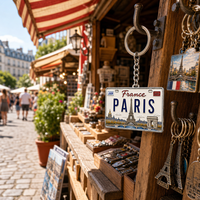 Porte-clés Souvenir Personnalisé Allemagne Espagne Paris France Dubaï Plaque Métallique Mini Voitures Numérotées