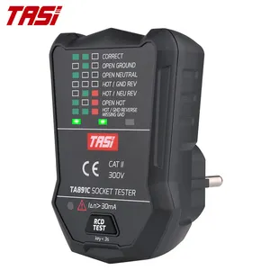 TA891C Penguji Voltase 175V ~ 250V, dengan Indikator RCD GFCI Tester Soket Eropa Colokan EU