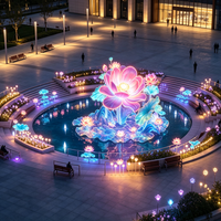 Lanternes florales géantes sur le thème du lotus, personnalisées, imperméables et réutilisables pour une utilisation en extérieur/intérieur, parcs touristiques culturels, zones en bord de lac