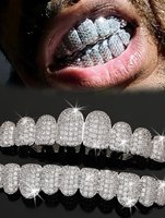 Grillz Moissanite en Argent Plaqué Or, Style Hip-Hop, Sertis à la Main, Pavé Nid d'Abeille, pour Dents