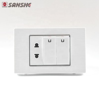 Sanshe – Nouvelle prise murale multiprise blanche personnalisée en gros, interrupteur double 2 pôles pour éclairage