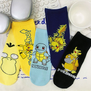 Pikachu Cartoon Ankle <b>Socks</b> For Men Breathable <b>Polyester</b> Mesh Short <b>Socks</b> Youth Size 17cm Yellow Anime Pattern - Product Image 2