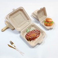 Boîte d'emballage alimentaire biodégradable en PLA, type coquille, pour frites, hot-dogs, poulet frit, hamburgers, personnalisable