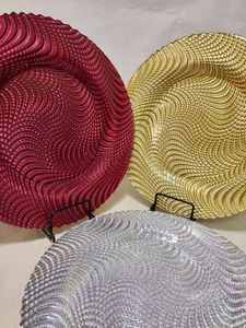 K11 13 Inch Gray Python Print Pattern Wedding Celebration Western Food Eco-Friendly Glass Charger <b>Plate</b> <b>Mat</b> - Product Image 6