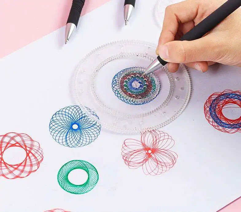 22 adet Spirograph tasarım sanat zanaat kiti gökkuşağı sihirli çizik kapalı kağıt seti çocuk çizim oyuncaklar