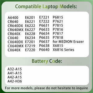 Batterie d'ordinateur portable 14,4 V 4400 mAh MS A32-A15-8C pour MSI/MEDION A32-A15 A41-A15 A42-A15 A42-H36 - Product Image 2