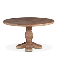 Meubles de maison de style américain, table à manger ronde en bois recyclé sculpté pour 8 personnes