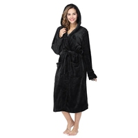Logo personnalisé femmes couleur unie épaissie flanelle Robe pyjamas à manches longues automne et hiver vêtements de détente à capuche en tissu éponge Robes