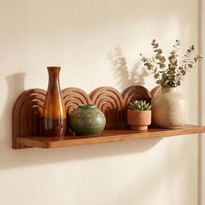 Estante Flotante de Estilo Mid-Century, Estantes de Pared Modernos de <span class=keywords><strong>Madera</strong></span>, Diseño Arqueado Decorativo con Forma de Arcoíris, Decoración para Sala de Estar - Product Image 1