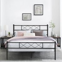 Cadre de lit en métal noir sur mesure, montage facile, robuste, pour appartement, location, dortoir, maison, hôtel