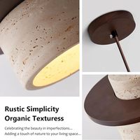 Lustre suspendu rétro en bois et pierre de travertin, lampe suspendue, éclairage chaleureux pour chambre à coucher