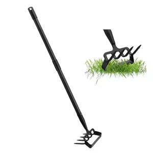 Herramienta de jardín 2 en 1 con mango ajustable: Cultivador, azada Hula con rastrillo, azada de metal para desmalezar y azada Hula con mango ajustable tipo estribo - Product Image 2