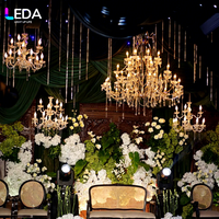 Lustre de plafond en cristal de luxe LEDA, nouveau modèle en métal doré électroplaqué, pour la décoration de plafond de salle de mariage