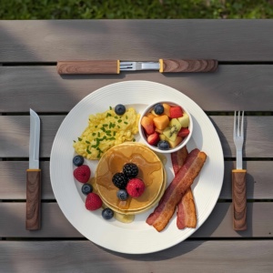 Ensemble de couverts de luxe en bois pour mariage, couteaux de cuisine et accessoires, fourchettes et couteaux en acier inoxydable, ensemble de couverts vintage - Product Image 4