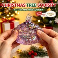 Jouet Squishy Arbre de Noël Transparent Pailleté Anti-Stress, Jouet Sensoriel à Presser pour Enfants et Cadeaux de Fête de Noël