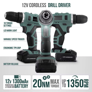 <b>12V</b> Cordless Drill Driver Kit With <b>Battery</b> And <b>Charger</b> For Home Garage Use - Product Image 4