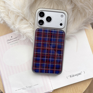 เคสย้อนยุคลายสก๊อตสีแดงสำหรับ iPhone 16 Pro Max, เข้ากันได้กับ iPhone 17, 15/14, เคสเรซิ่นชุบเงิน - Product Image 3