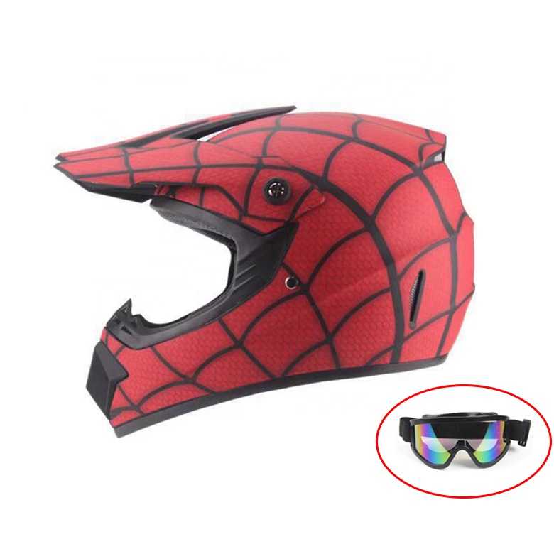 Casco de Motocross con gafas, protector de cara completa para motocicleta, estilo Spiderman, carreras, certificado DOT