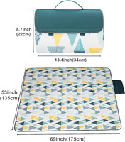 Tapis de plage pliable imprimé, imperméable et anti-sable, pour le camping et les pique-niques en extérieur