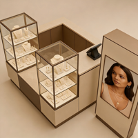 Vitrine en verre, présentoir numérique, kiosque avec éclairage LED pour la vente au détail de bijoux dans les centres commerciaux