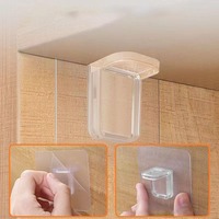 D5583 Support mural adhésif sans perçage pour étagère de placard, pince de fixation transparente en plastique, crochets adhésifs