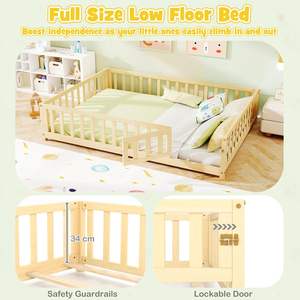 Camas de Madera Portátiles para Bebés al por Mayor, Cama Individual de Madera para Niños Pequeños, Protección Contra Caídas, Marco de Listones, Cama Montessori para el Suelo - Product Image 6